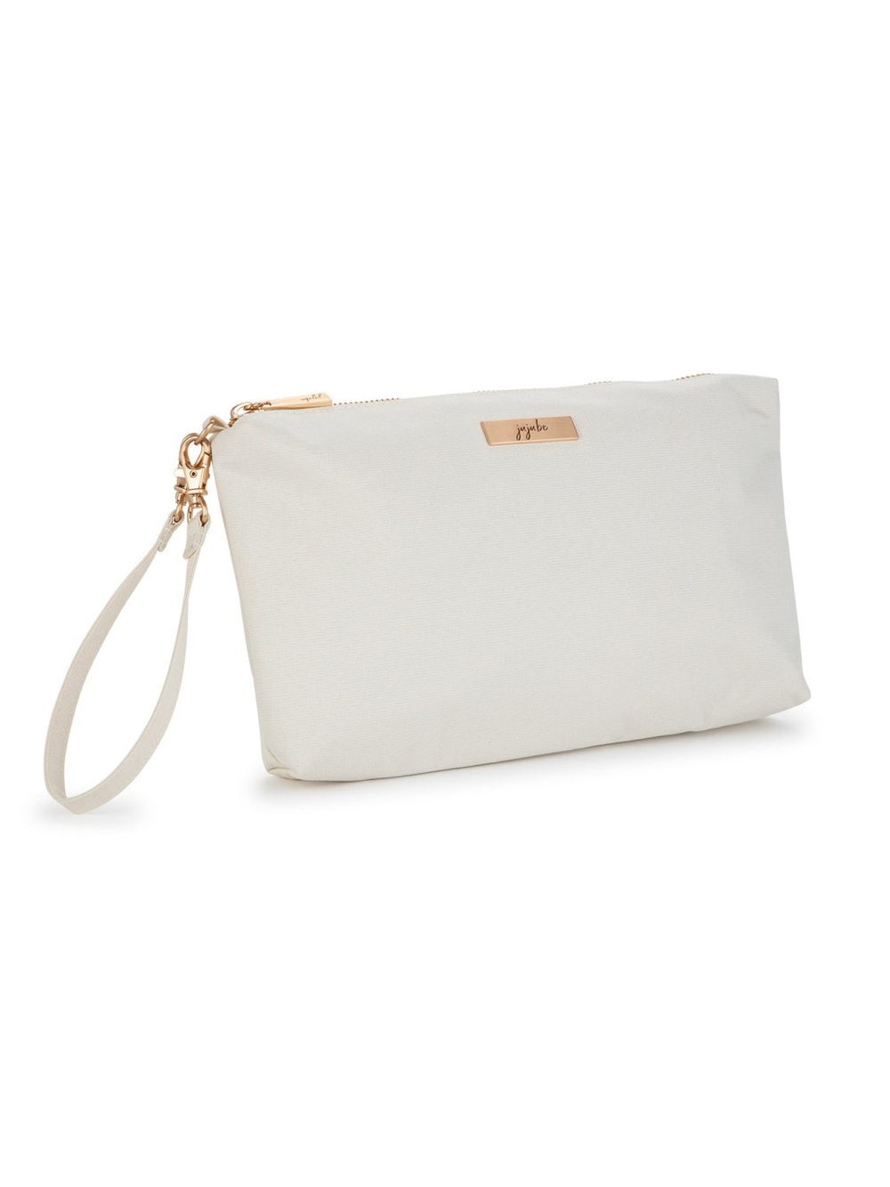 Ju-Ju-Be Cream Wristlet Pouch with Gold Hardware